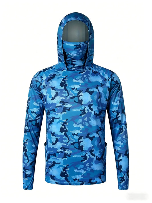 European and American men's summer camouflage print comfortable breathable long sleeved T-shirt fishing suit outdoor casual top