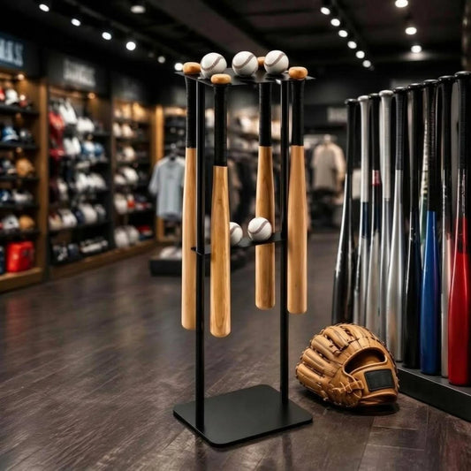 Metal Baseball Display Rack Space Saving Baseball Club Storage Rack Floor Club Holder Compact Design Easy to Clean