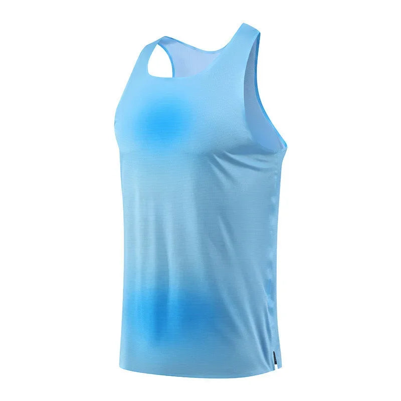 Men's Sports Vest Marathon Running Sleeveless Quick Drying Vest Ultra Light Track Field Polyester Jersey Breathable Sportswear
