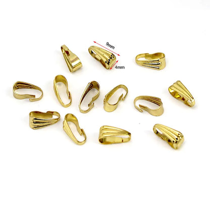 50Pcs Stainless Steel Pendant Clips Pinch Bail Clasp Connectors Necklace Hooks For Jewelry Making Findings Accessories Supplies