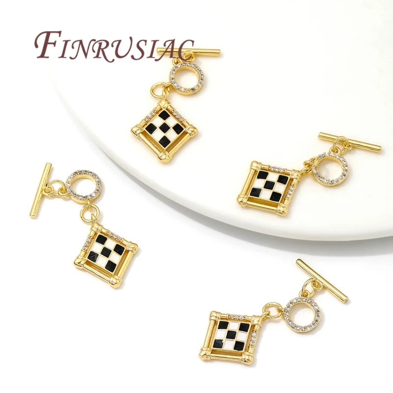 18K Gold Plated Toggle Clasps OT Clasp Accessories For Bracelets Brass with Zircon Connectors For Jewelry Making DIY Findings