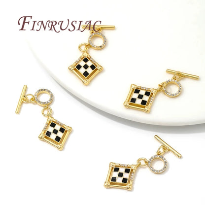 18K Gold Plated Toggle Clasps OT Clasp Accessories For Bracelets Brass with Zircon Connectors For Jewelry Making DIY Findings
