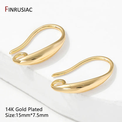 14K Gold Plated Brass Smooth Earring Hook Ear Wire For Earring Making Supplies,DIY Jewelry Making Findings Accessories