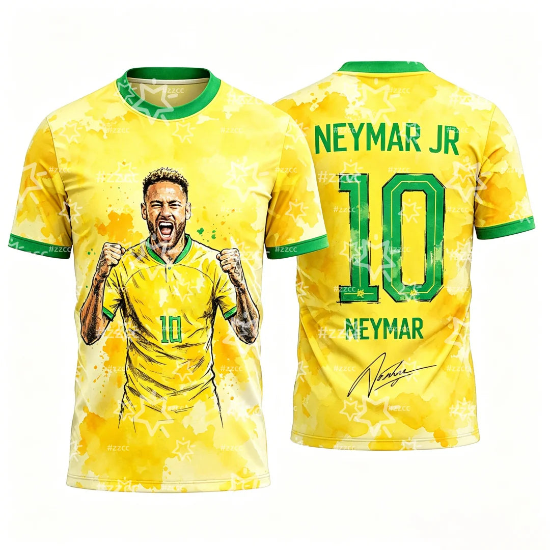 2026 Brazil Neymar Jr No.10 Football Jersey Match Training Kit Summer Sports Men's T-Shirt Kid's Clothing cycling jersey ﻿