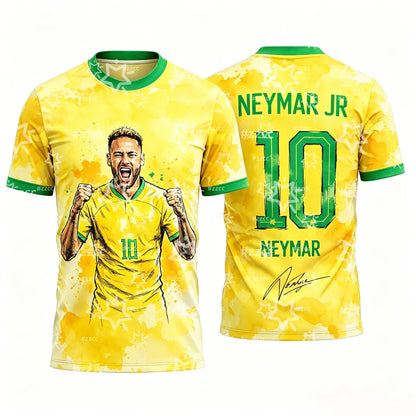2026 Brazil Neymar Jr No.10 Football Jersey Match Training Kit Summer Sports Men's T-Shirt Kid's Clothing cycling jersey ﻿
