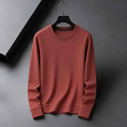 2026 New Arrival Men's Basic Solid Crew Neck Sweater Breathable Long Sleeve Knit Pullover