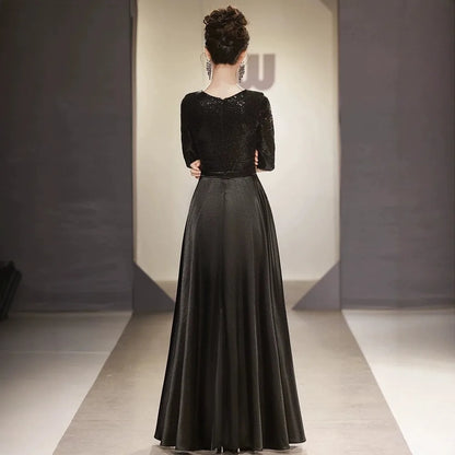 Black Wedding Dresses for Bride Elegant Sexy V Neck Sparkling Glitter Long Formal Prom Evening Guest Party Women Dress Summer