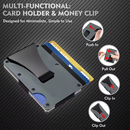 Aluminum Alloy Rfid Blocking Card Holder Ultra Slim Anti Theft Metal Wallet Minimalist Credit Card Case Portable Storage Pouch