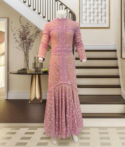 Light Mature Blue Lace Dress Irregular Dress High Low Fit Long Dress Fashion