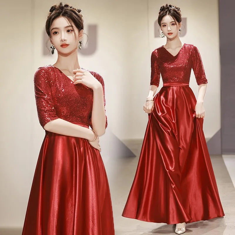 Black Wedding Dresses for Bride Elegant Sexy V Neck Sparkling Glitter Long Formal Prom Evening Guest Party Women Dress Summer