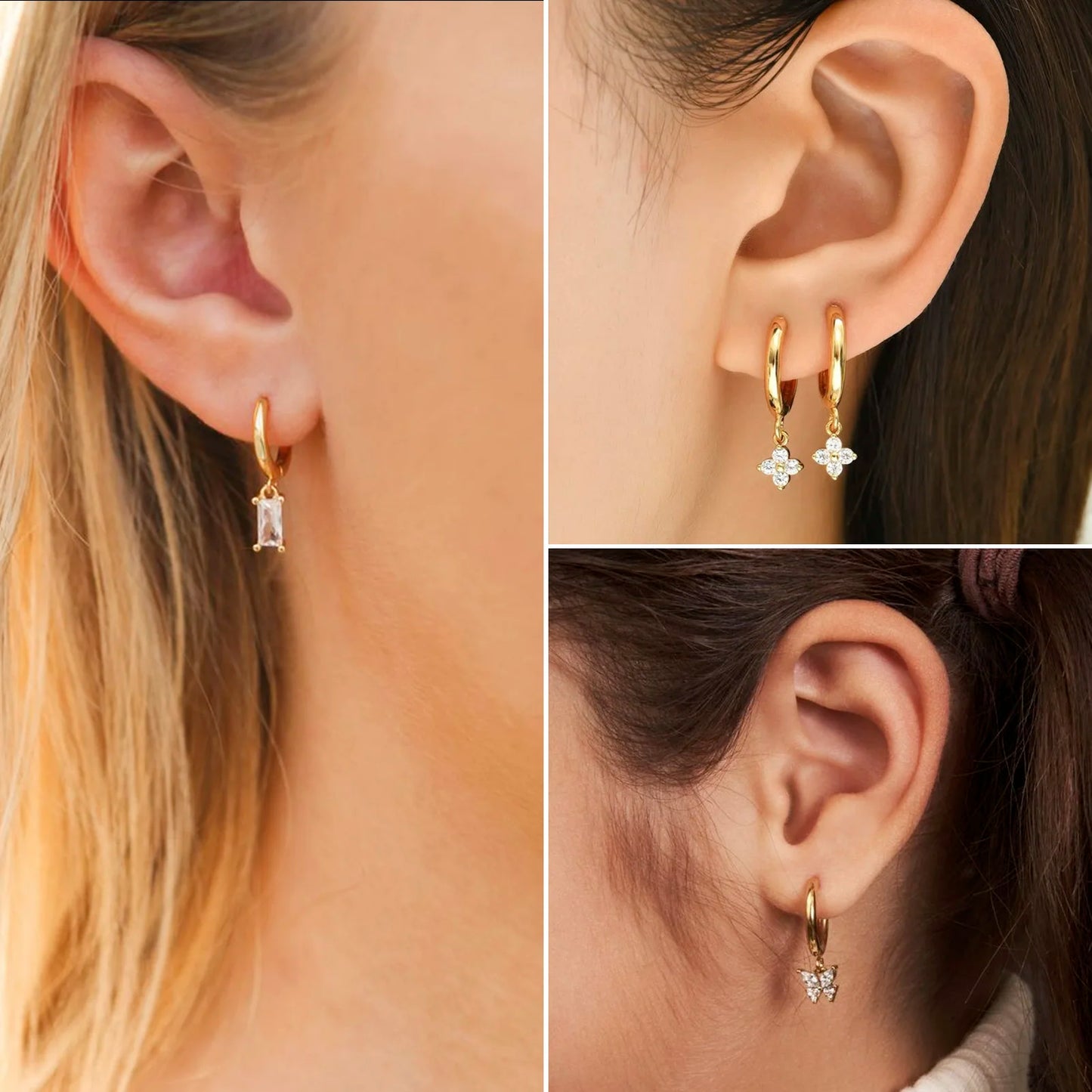 10pcs 201 Stainless Steel Huggie Earring Hooks Round Ear Post with Loop for Hoop Earrings DIY Jewelry Making Accessories