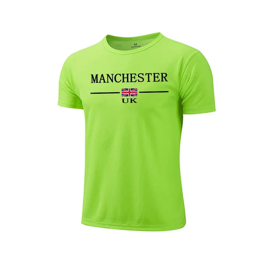 Mens T-shirt Print Casual Fitness Exercise Tops Daily Jogging Marathon Clothing Summer Quick-Drying Mesh Tees Cycling Sportswear