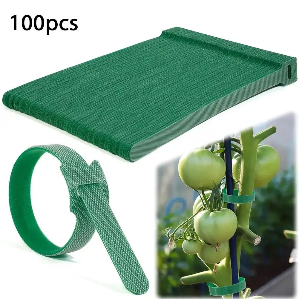 100pcs Reusable Adjustable Non-Slip Nylon Plant Ties with Hook and Loop Fasteners, Ideal for Gardening Applications