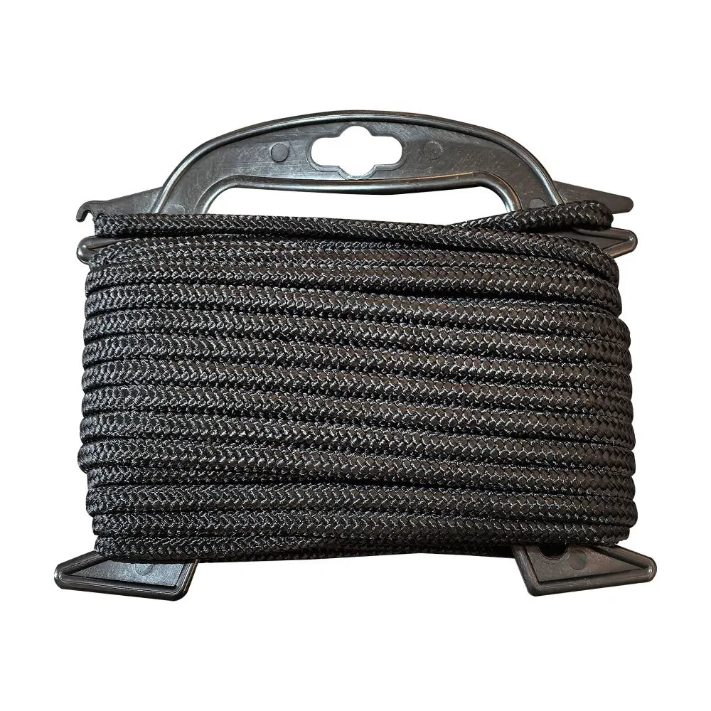 Black Polypropylene Diamond Braid Rope 1/4 Inch Diameter 50 Feet Length for Marine Outdoor Boating Camping Heavy Duty