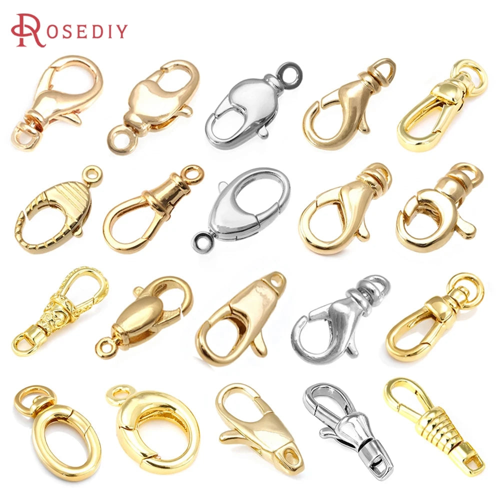 18K Gold Color Brass Rotatable Lobster Clasps Connect Clasps Jewelry Necklaces Bracelets Making Diy Findings Accessories