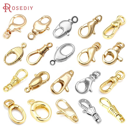 18K Gold Color Brass Rotatable Lobster Clasps Connect Clasps Jewelry Necklaces Bracelets Making Diy Findings Accessories