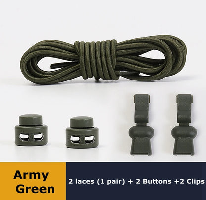 No tie shoelaces Round Elastic Shoelace Plastic snap lock Suitable for all shoes Adult children walking sports Lazy laces 1 pair