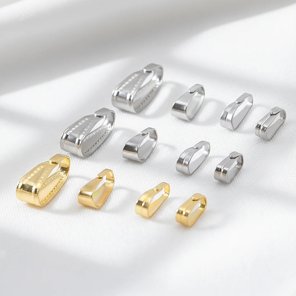 50pcs Stainless Steel Buckle Clasp Connectors for Pendants Charm Clip Pinch Bail Clasp Necklace DIY Jewelry Making Accessories