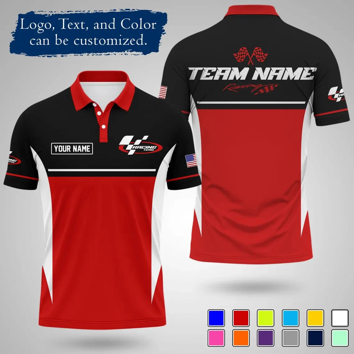 2026 New Custom Racing Polo Shirt Personalized Name Team Logo And Color Design Quick Dry Lapel Sports Jersey For Racing Teams