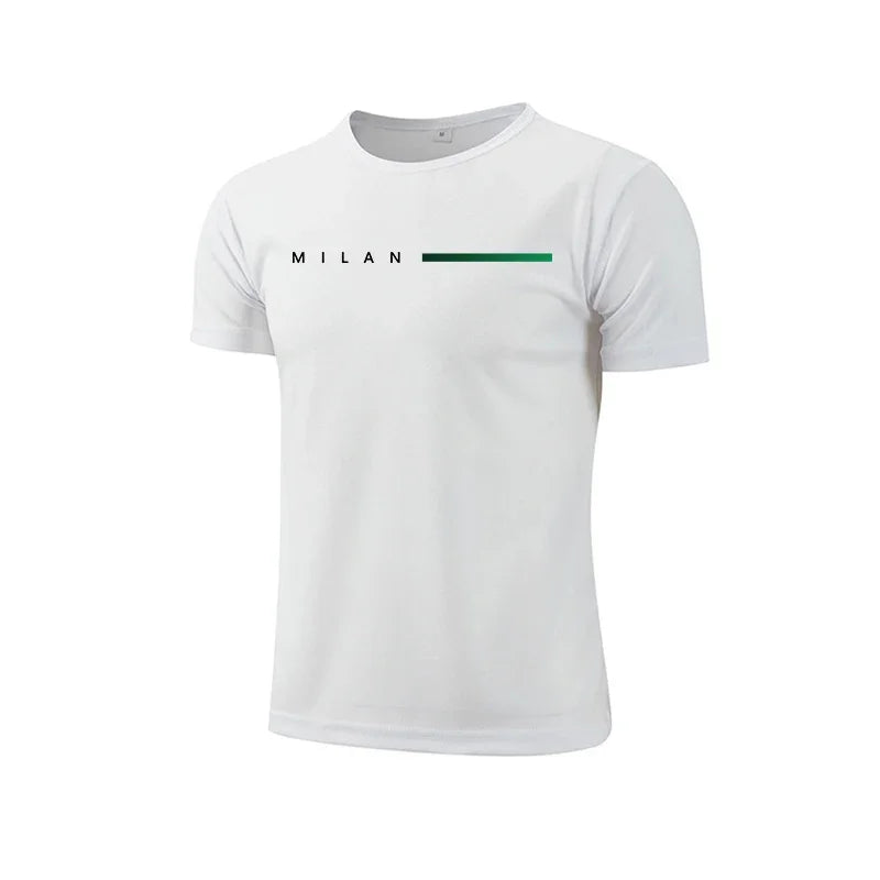 Men T-shirt Print Casual Exercise Tops Outdoor Jogging Cycling Clothing Summer Quick-Drying Mesh Tees Fashion Running Sportswear