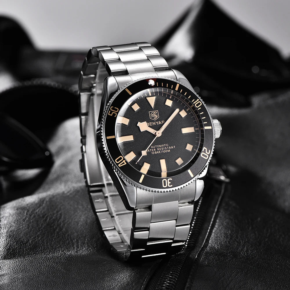 2025 New BENYAR Automatic Watches Men's watch Luxury Mechanical Wristwatch Top Stainless Steel Waterproof Sports Clock Man Gifts