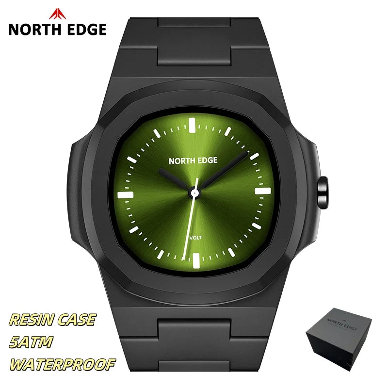 NORTH EDGE Watch for Man New VOLT Quartz Watch Fashion Light Resin Case Square Swimming 50M Waterproof Men Watches Gift Box