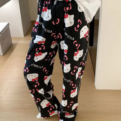 Spring Autumn Thin Hello Kitty Printed Women's Pajama Pants Summer Popular Loose Casual Pants Cartoon Home Casual Walking Pants