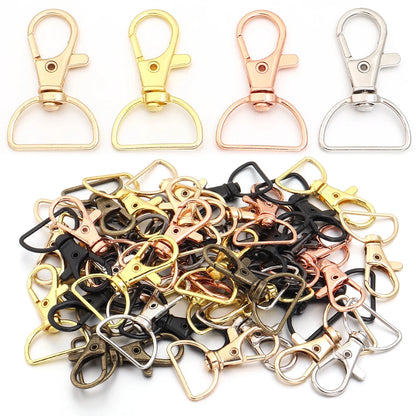 10pcs/lot Metal Swivel Clasps With D Rings Lanyard Snap Hooks Key Chain Clip Hook Lobster Claw Clasp For Keychain Jewelry Making