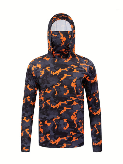 American men's summer creative camouflage graffiti print soft breathable fishing suit long sleeved T-shirt outdoor casual top