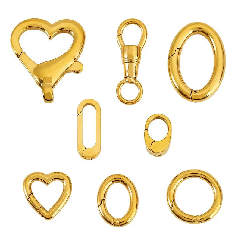 2pcs Stainless Steel Clasp Strong Oval Heart Round Polished Lobster Clasp Hook Connector DIY Necklace Jewelry Making Accessories