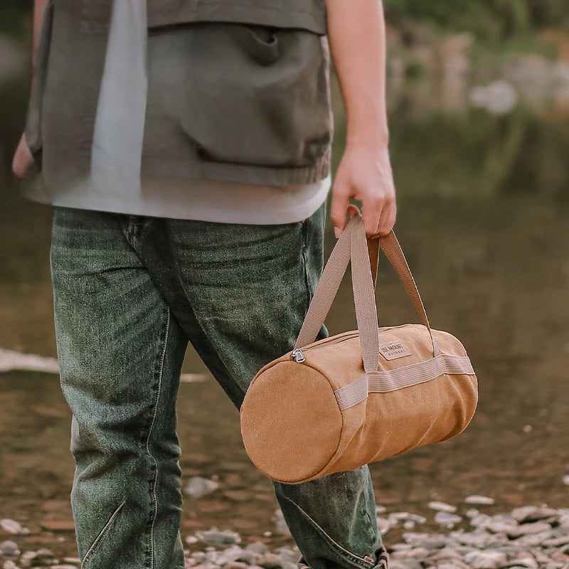 Multifunctional Camping Storage Bag Portable Tent Stakes & Wind Rope Pouch Outdoor Accessories Cylinder Tool Organizer