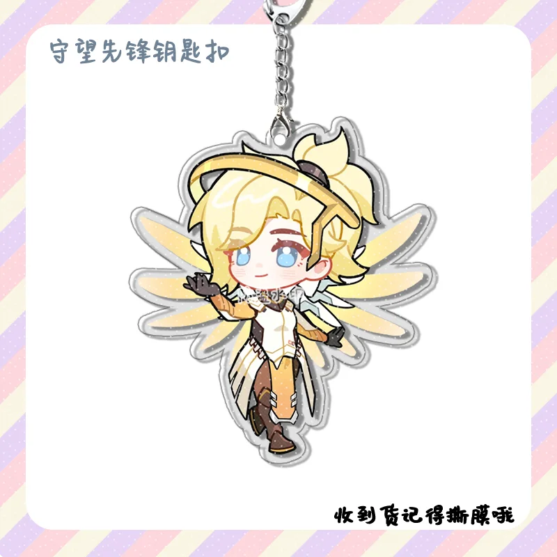 4pcs Anime Game Overwatch  Cole Cassidy Cute Acrylic Car Keychain Accessories Bag Charm Backpack Pendant Keyring Birthday Gift