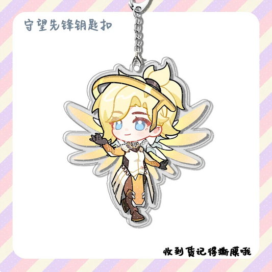 4pcs Anime Game Overwatch  Cole Cassidy Cute Acrylic Car Keychain Accessories Bag Charm Backpack Pendant Keyring Birthday Gift
