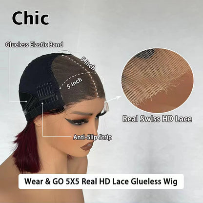 200 Grams Glueless Bob Wigs 100% Raw Human Hair Pre Plucked P1b/27 5x5 HD Lace Closure Wigs Highlight Ombre HD Lace Front Wigs
