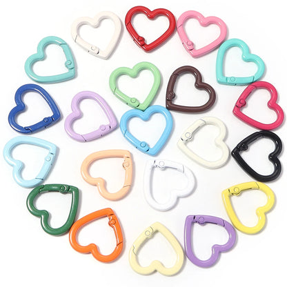 5pcs Alloy Heart Spring Clasps Snap Hooks Carabiner Keychain Clips Dolls/Label Connector For Jewelry Making DIY Accessories