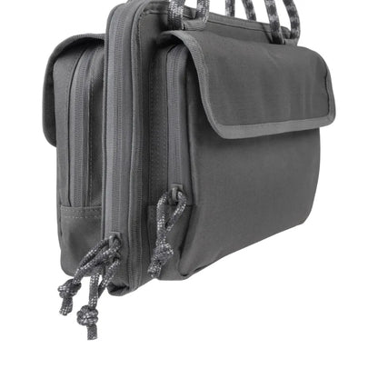 Rollins Double Handgun Case for outdoor shooting and transport, durable nylon fabric, gray color, water-resistant with padded i