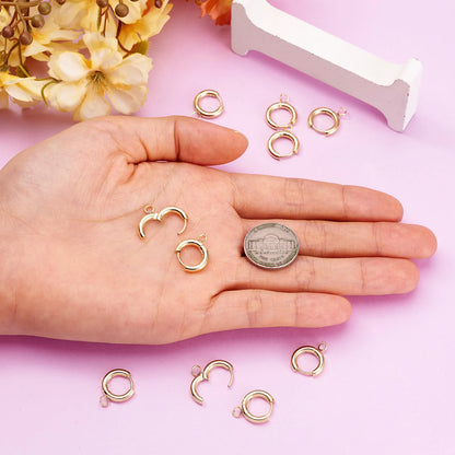 10pcs 201 Stainless Steel Huggie Earring Hooks Round Ear Post with Loop for Hoop Earrings DIY Jewelry Making Accessories