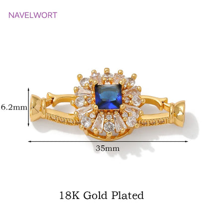 Luxury 18K Gold Plated Connectors Clasps,With Zircon Locks Clasps,Fasteners For Bracelet,DIY Necklaces Jewelry Making Findings