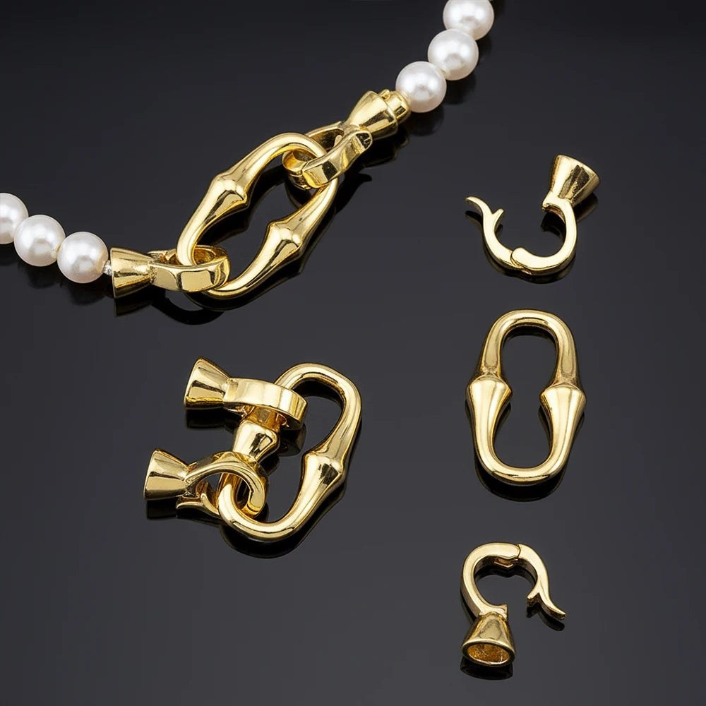 1 Pcs Copper Gold Color Plated Double-headed Bamboo Joint Buckle Pearl Necklace Bracelet Closing Buckle DIY Jewelry Accessories
