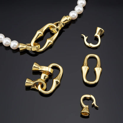 1 Pcs Copper Gold Color Plated Double-headed Bamboo Joint Buckle Pearl Necklace Bracelet Closing Buckle DIY Jewelry Accessories