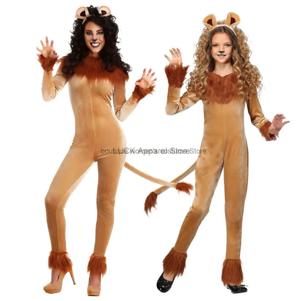 Cos Halloween Carnival Cosplay Children's Day Stage TV Show Children's Female Ferocious Lion Playing Costume Animal Funny Cos