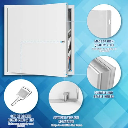 Access Panel for Drywall, with Lock and Key, for Ceiling, Electrical Conduits, Heavy Duty Metal Steel Access Door White