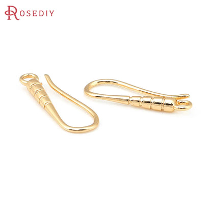 10PCS 19.5x7MM 18K Gold Color Brass Earrings Hooks High Quality Jewelry Earrings Making Supplies Diy Findings Accessories