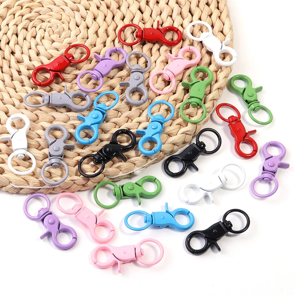 5Pcs/Lot Colorful Swivel Lobster Clasp Hooks Keychain Split Key Ring Connector for Bag Key Chain DIY Jewelry Making Supplies