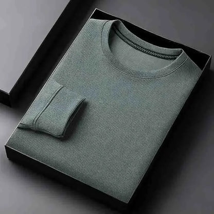 Men's Casual Crew Neck Knitwear Lightweight Long Sleeve Solid Color Pullover for All Seasons