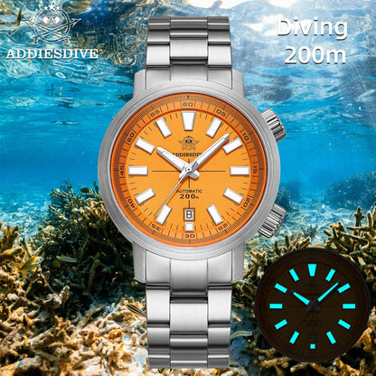 ADDIESDIVE 42MM Automatic Mechanical Watch Janpan 8215 200m Diver BGW9 Super Luminous Sapphire Grass Men Watch