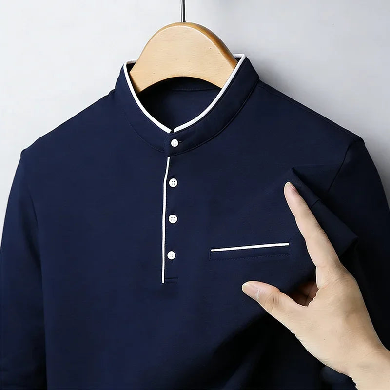Men's Mandarin Collar Long Sleeve Shirt Regular Fit Casual Soft Breathable Fashion Trendy Daily Business Casual Top for Men