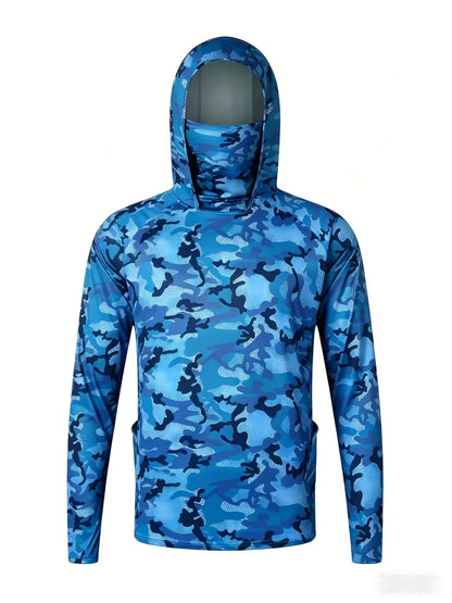European and American men's summer new camouflage print soft breathable fishing suit long sleeved T-shirt outdoor casual top