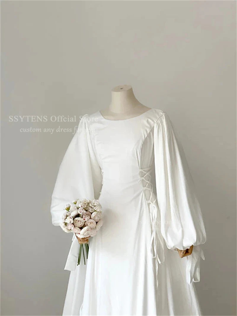 SSYTENS Women A-Line Wedding Dresses 2025 O Neck Bridal Dresses Corset Back Elegant Wedding Evening Beach Bride Gowns Customized