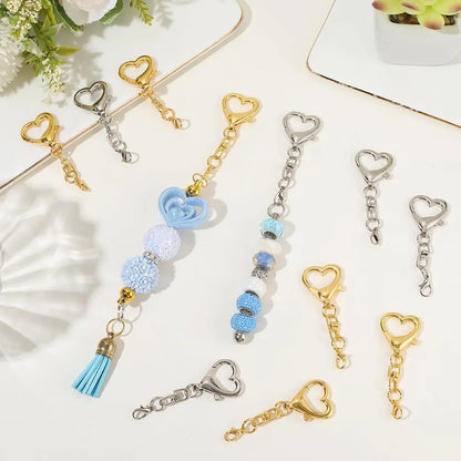 5/15/30Pcs Heart Shaped Swivel Clasp Spring Hanging Lobster Claw Snap Hook Clip Key Chains Findings for DIY Jewelry Making Craft